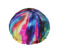 Colorful Tie Dye Shower Cap for Women Men, Adjustable Reusable Shower Bonnet Double Layer Waterproof Bath Caps, EVA Lining, Elastic Band Hair Cap for All Hair Lengths