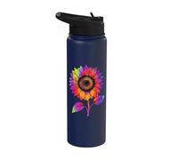 Colorful Tie Dye Sunflower Groovy Hippie Garden Boho Flower Stainless Steel Insulated Water Bottle