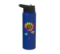 Colorful Tie Dye Sunflower Groovy Hippie Garden Boho Flower Stainless Steel Insulated Water Bottle