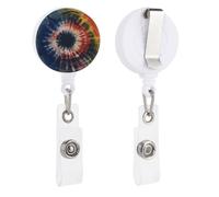 Colorful Tie-dye Towels Retractable Badge Reel - Personalized ID Name Badge Holder with Lanyard Cute Badges Reel Holder Round Nurse Doctor Name Tag Badges Clip for Work