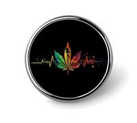 Colorful Tie Dye Weed Heartbeat Round Brooch Pin Lapel Pins Tie Suit Dress Accessories for Men Women Wedding Birthday