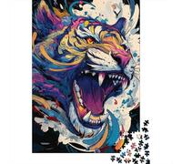 Colorful Tiger Art Print Jigsaw Puzzles Puzzle for Adults Kids. 1000 Pieces Whimsical Challenge Toy Educational Games Home Decoration for Educational Games Gifts 70x50cm/1000pcs