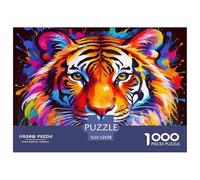 Colorful Tiger Art Smooth Surface Pieces Great for Improving Patience, Focus And Cognitive Ability in Spare Time 52x38cm/1000pcs