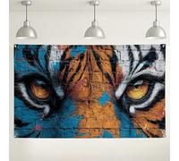 Colorful Tiger Eyes Wall Backdrop, Artistic Graffitis Style Photography Background, Vibrant Indoor/Outdoor Decorations for Parties, Wildlife Theme Events 71x43 Inch