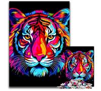 Colorful Tiger JigsawPuzzle 1000 Pieces for Adults Challenging Puzzles Challenging DIY Brain Teaser for Teenagers 50x75CM/19.68x29.52inch