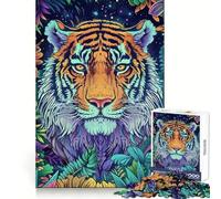 Colorful Tiger Jungle 1000 Piece Jigsaw Puzzles for Adults Think Sharper, Fine Detail, Home Play, Xmas Idea (38x52cm)