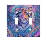 Colorful Tiger Light Switch Cover Plate/Outlet Covers, Vibrant Jungle Art for Wall Decor, Thermoplastic Wall Plates, Standard Size Double Toggle