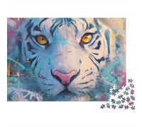 Colorful Tiger Painting Artwork Jigsaw Puzzles Puzzles for Adults Kids. 1000 Pieces Whimsical Challenge Toy Educational Games Home Decoration for Educational Games Gifts 38x26cm/1000pcs