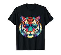 Colorful Tiger Pop Art Sunglasses Sunset Reflection Wildlife T-Shirt