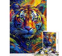 Colorful Tiger Portrait in Jungle Jigsaw Puzzles 1000 Pieces for Adults Peaceful Calm Stress Relief Mindful Peaceful Leisure Game (38X26cm)