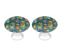 Colorful Tiki Mask Pattern Cabinet Knobs 2 Pack Drawer Pulls Stainless Steel Dresser Knobs Rustic Decorative Cabinet Pull Easy Install Wardrobes Handle with Screws Door Handles Furniture Hardware