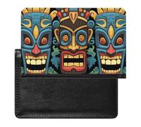 Colorful Tiki Mask Pattern Passport Holder Soft PU Ultra-thin Passport Protective Case Compact Easy to Carry Passports Cover for Women And Men Family ID Trave