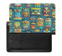 Colorful Tiki Mask Pattern Passport Holder with Card Slots Portable Passport Cover Compact Waterproof Passports Protector