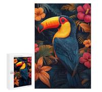 Colorful Toucan in Tropical Foliage Hobby Jigsaw Puzzle for Adults, 1000 PCS, A Relaxing Challenge for Adult Puzzle Enthusiasts, for Quiet Evenings