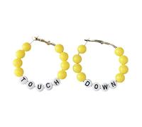 Colorful Touch Down Letter Statement Earrings Round Circle Beaded Game Day Hoop Earrings Cheer Accessories Decor Sport Lover Gift, Zinc, No Gemstone