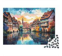 Colorful Town 1000 Pieces Jigsaw Puzzles Water Town Sturdy Cardboard for People Who Love Quiet Time Relaxation at Home 70x50cm/1000pcs