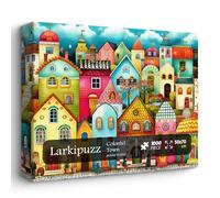 Colorful Town Puzzles for Adults 1000 Pieces, Larkipuzz Difficult City Puzzle House, Impossible Nature Street Theme as Home Art