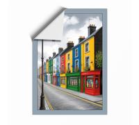 Colorful Townhouse Row Coastal Unframed Wall Art Print A3 (42×29.7cm), Wall Decor for Living Room, Bedroom, Office & Home, Art Gift