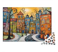 Colorful Townscape Art 1000 Piece Jigsaws with Precision Cut Personalised Jigsaws As A Party Puzzle Game for Social Gatherings 38x26cm/1000pcs