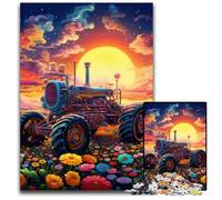 Colorful Tractor 1000 Piece Jigsaw Puzzle Wooden Jigsaw DIY Decoration, Brain Challenge, for Adult, Family, 50x75CM/19.68x29.52inch