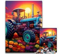 Colorful Tractor 1000Pc Adults Jigsaw Puzzle Wooden Puzzles Home Decor Brain Teaser Game for Teenagers & Family Interaction 50x75CM/19.68x29.52inch