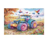 Colorful Tractor Wild Field 1000 Piece Jigsaw Puzzle for Adults Lunch Break Activity Quick Escape No Duplicate Pieces for Busy Professionals 1000 PCS