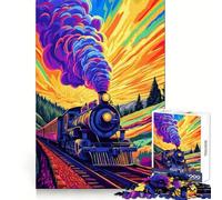 Colorful Train Journey Jigsaw Puzzles for Adults1000 Pieces Mindful Game, Fine Cut, Happy Challenge, Xmas Gift (50x75cm)
