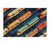 Colorful Train on the Road Placemats Heat Resistant Washable Oxford Cloth Table Mats Set of 4 Home Kitchen Decoration, Easy to Clean