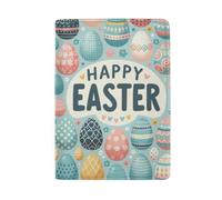 Colorful Travel Document Holder Travel Passport Wallet, Happy Easter Eggs Light Blue