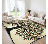 Colorful Tree Area Rugs Living Room, 60x90 cm | Ornate Modern Bohemian Machine Washable Non Slip Rugs, Carpet for Bedroom Dining Room Office