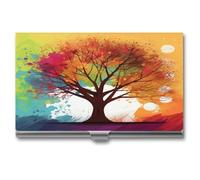 Colorful Tree Business Card Case Business Card Storage Slim Metal Credit Card Wallet Multi Functional Flip Cover Minimalist Wallet Card for Men And Women