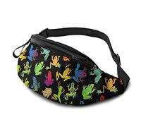 Colorful Tree Frogs Fanny Pack for Women Man Sport Waist Pack Bag Adjustable Workout Waist Bag, Black, One Size