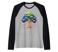 Colorful Tree of Hearts Art for Nature Lovers Spring Vibe Raglan Baseball Tee