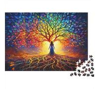 Colorful Tree of Life 1000 Pieces Puzzles Beautiful View Rooted Tree Art Home Decoration Educational Game for Men And Women Challenging Jigsaw Jigsaw Puzzles for Adults 38x26cm/1000pcs