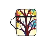 Colorful Tree of Life Bible Cover with Zipper, Bible Case Organizer with Handle, Water-Resistant Oxford Fabric Bible Bag for Women Men 27x20cm
