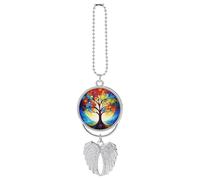 Colorful Tree of Life Car Pendant Auto Rear View Mirror Hanging Decoration Car Metal Pendant Rear View Mirror Pendants for Aesthetic Decor Truck Hanger Ornament Charm