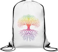 Colorful Tree of Life Roots Art Gym Sack Casual Drawstring Bag White
