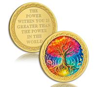 Colorful Tree of Life Sobriety Coin | AA Chip and Medallion with Inspirational Quotes - Recovery Coin for Alcoholics Anonymous and Narcotics Anonymous, Sobriety Gift for Women & Men