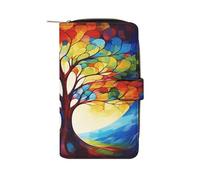 Colorful Tree of Life Wallet Multifunctional Leather Wallets for Men Compact Long Wallet Credit Card Holder Passport Bag