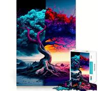Colorful Tree of Two Worlds Jigsaw for Teenagers 1000 Pieces Brain Power, Clean Cut, Fun Challenge, (38x26cm)