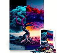Colorful Tree of Two Worlds Jigsaw Puzzle 1000 Piece for Teenagers Sharp Logic, Indoor Fun, Family Pastime, Perfect Art (50x75cm)