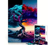 Colorful Tree of Two Worlds Jigsaw Puzzle for Teenagers 1000 Pieces Calm Game, Fine Cut, Joyful Challenge, Room Art (38x52cm)
