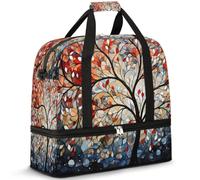 Colorful Tree Rainbow Leaves Travel Duffel Bag for Women Men, Foldable Sports Gym Bag Weekend Overnight Totes Carry on Cabin Bag with Shoes Compartment