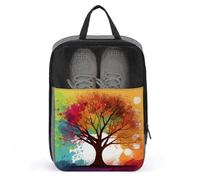 Colorful Tree Shoe Bags Foldable Breathable Portable Shoe Puches Organizer Stylish Expandable Packing Travel Shoes Bags for Sneakers Gym Luggage Closet