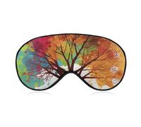 Colorful Tree Sleep Mask for Women Men, Soft Eye Mask with Adjustable Strap for Sleeping, Light Blocking Travel Blindfold for Nap Comfortable Eye Cover for Home Office