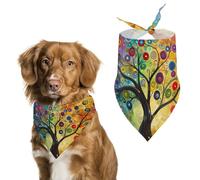 Colorful Tree Swirls Bubble Painting Printed Dog Bandanas Funny Pets Triangle Scarf Puppies Handkerchief for Small Medium Large Dogs Cats Pet