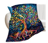 Colorful Tree Throw Blanket Tree of Life Print Blankets Gifts for Couch Sofa Bed Stuff Decor Soft Cozy Lightweight Fleece Plush Flannel Bedding for Lover Men Women Girls Adults 40"x50"