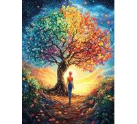 Colorful Tree with Silhouette 300-piece Jigsaw Puzzle Set Mitos Cuento De Hadas For Adults Teens 14+ Logic Skill Indoor Game Family Game Night Summer Thick Cardboard 300 PCS