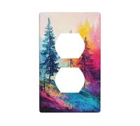 Colorful Trees On The Mountain Outlet Cover Light Switch Cover Decorative 1 Gang Wall Plate for Kitchen Room Bathroom Size 7x11.4cm