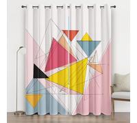 Colorful Triangle Curtains 72 Inches Long, Abstract Geometry Eyelet Curtains for Bedroom, Thermal Insulated Energy Saving for Living Room Window Privacy Drapes Home Decor 2 Panels 46x72, Modern